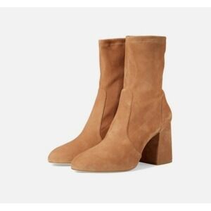 Stuart Weitzman Flareblock 85 Stretch Bootie Tan 5 B $775 Retail